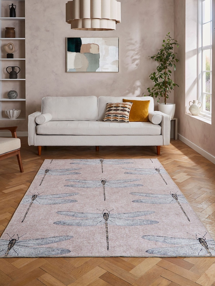 Harlequin Taupe Pink Demoiselle Fern Washable Rug - Image 1 of 6