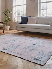 Harlequin Taupe Pink Demoiselle Fern Washable Rug - Image 2 of 6