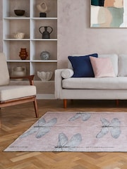 Harlequin Taupe Pink Demoiselle Fern Washable Rug - Image 3 of 6