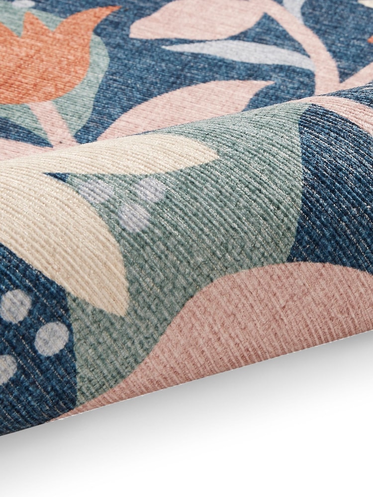 Scion Ink/Blush Blue Dancing Daisies Juniper/Violet Washable Rug - Image 6 of 6 Scion Ink/Blush Blue Dancing Daisies Juniper/Violet Washable Rug - Image 6 of 6