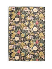 Clarke & Clarke Noir Black Passiflora Blush Washable Rug - Image 4 of 6