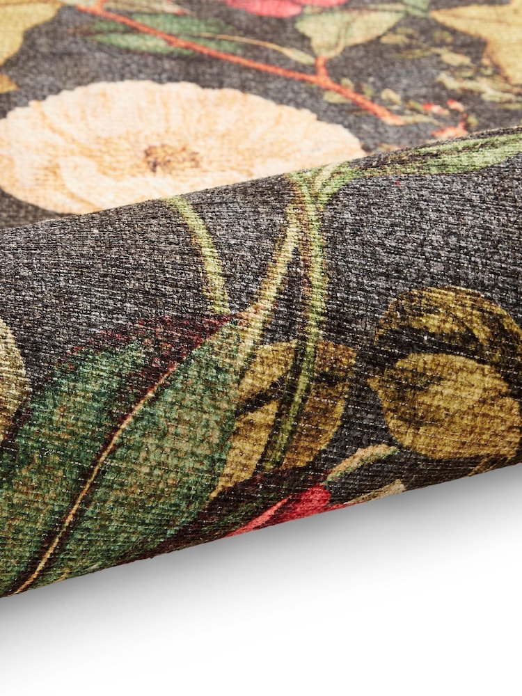Clarke & Clarke Noir Black Passiflora Blush Washable Rug - Image 6 of 6 Clarke & Clarke Noir Black Passiflora Blush Washable Rug - Image 6 of 6