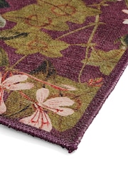 Clarke & Clarke Mulberry Purple Passiflora Blush Washable Rug - Image 5 of 6