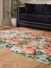 Clarke and Clarke Spring Pink Tahiti Spring Washable Rug - Image 1 of 6