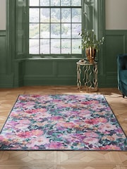 Clarke and Clarke Fuchsia Purple Tahiti Spring Washable Rug - Image 1 of 6