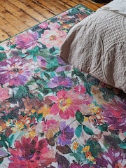 Clarke and Clarke Fuchsia Purple Tahiti Spring Washable Rug - Image 3 of 6