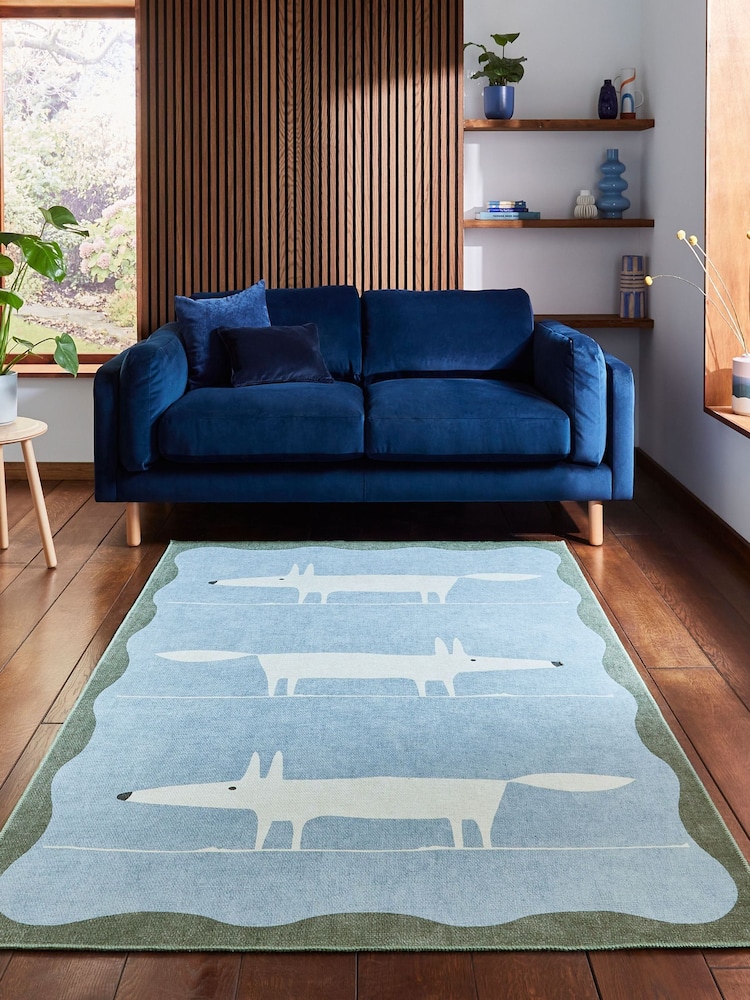 Scion Blue/White Blue Mr Fox Beige/Terra Washable Rug - Image 1 of 6 Scion Blue/White Blue Mr Fox Beige/Terra Washable Rug - Image 1 of 6