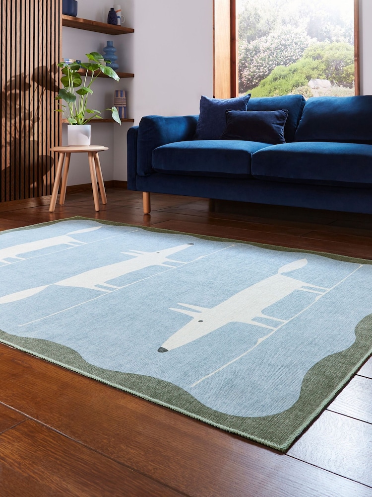Scion Blue/White Blue Mr Fox Beige/Terra Washable Rug - Image 2 of 6 Scion Blue/White Blue Mr Fox Beige/Terra Washable Rug - Image 2 of 6