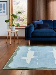 Scion Blue/White Blue Mr Fox Beige/Terra Washable Rug - Image 3 of 6