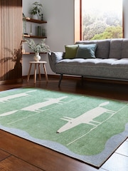Scion Green/White Mr Fox Beige/Terra Washable Rug - Image 2 of 6