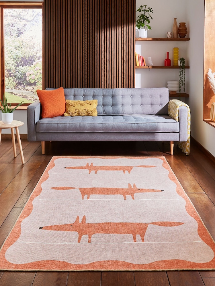 Scion Pink/Terra Mr Fox Beige/Terra Washable Rug - Image 1 of 6 Scion Pink/Terra Mr Fox Beige/Terra Washable Rug - Image 1 of 6