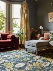 Clarke & Clarke Forest Green Passiflora Blush Washable Rug - Image 2 of 6