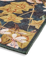 Clarke & Clarke Forest Green Passiflora Blush Washable Rug - Image 5 of 6