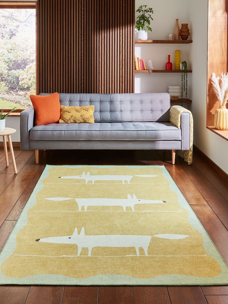 Scion Yellow/White Mr Fox Beige/Terra Washable Rug - Image 1 of 6 Scion Yellow/White Mr Fox Beige/Terra Washable Rug - Image 1 of 6