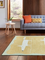 Scion Yellow/White Mr Fox Beige/Terra Washable Rug - Image 3 of 6