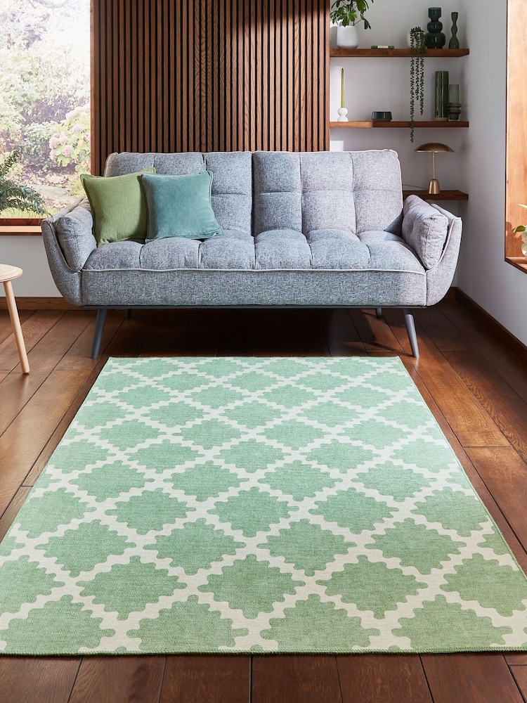 Scion Evergreen Green Swithland Wheat Washable Rug - Image 1 of 6 Scion Evergreen Green Swithland Wheat Washable Rug - Image 1 of 6