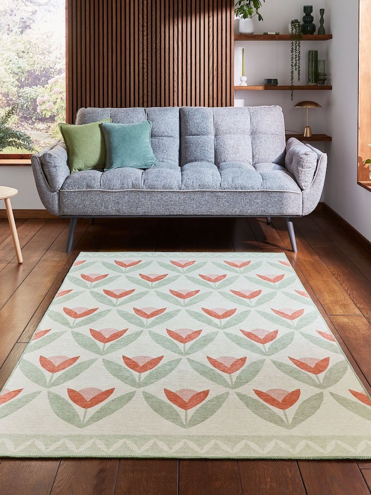 Scion Blush Pink Tulip Trellis Blush Washable Rug - Image 1 of 6 Scion Blush Pink Tulip Trellis Blush Washable Rug - Image 1 of 6