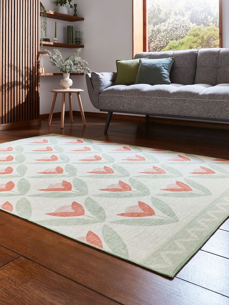 Scion Blush Pink Tulip Trellis Blush Washable Rug - Image 2 of 6 Scion Blush Pink Tulip Trellis Blush Washable Rug - Image 2 of 6