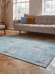 Harlequin Mineral Teal Blue Demoiselle Fern Washable Rug - Image 2 of 6