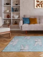 Harlequin Mineral Teal Blue Demoiselle Fern Washable Rug - Image 3 of 6
