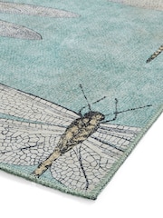 Harlequin Mineral Teal Blue Demoiselle Fern Washable Rug - Image 5 of 6