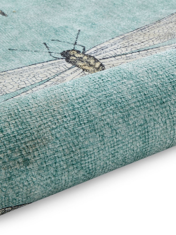 Harlequin Mineral Teal Blue Demoiselle Fern Washable Rug - Image 6 of 6