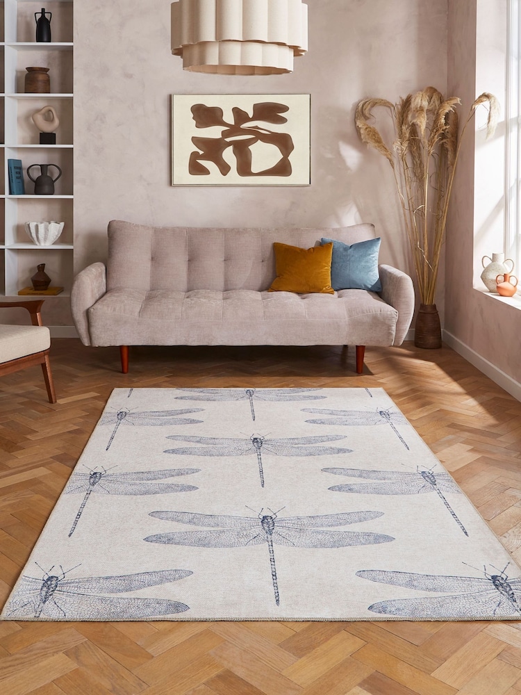 Harlequin Indigo Blue Demoiselle Fern Washable Rug - Image 1 of 6