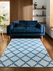 Scion Denim Blue Swithland Wheat Washable Rug - Image 1 of 6