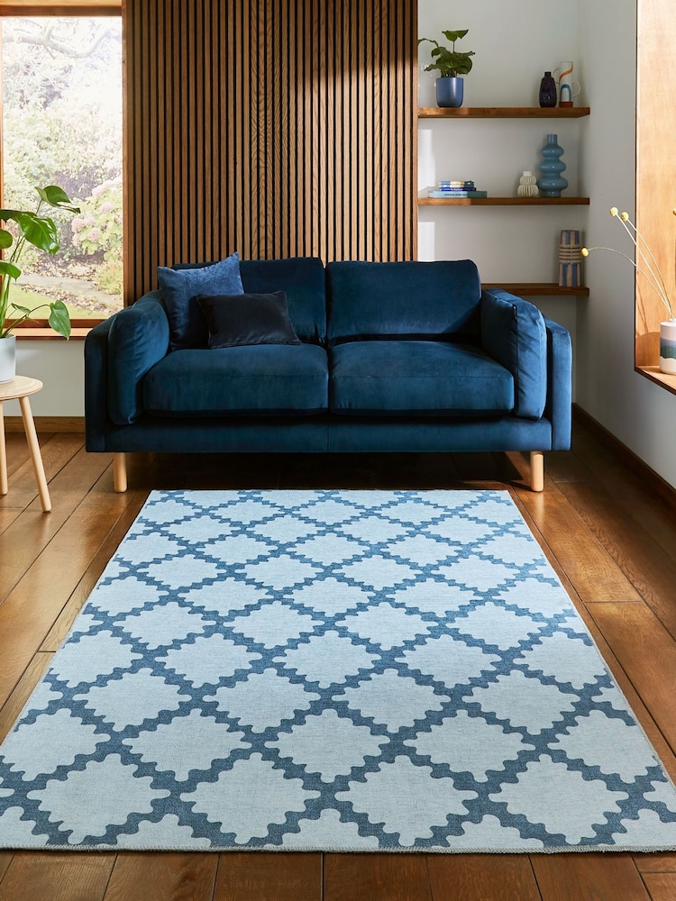 Scion Denim Blue Swithland Wheat Washable Rug - Image 1 of 6 Scion Denim Blue Swithland Wheat Washable Rug - Image 1 of 6