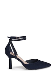 Linzi Blue Pecan Pointed Mule With Embellished Wrap-Around Ankle Strap - Image 2 of 4