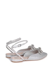 Linzi Silver Mayla Pointed Toe Flat Mule With Double Bow Embellishment - Image 4 of 4