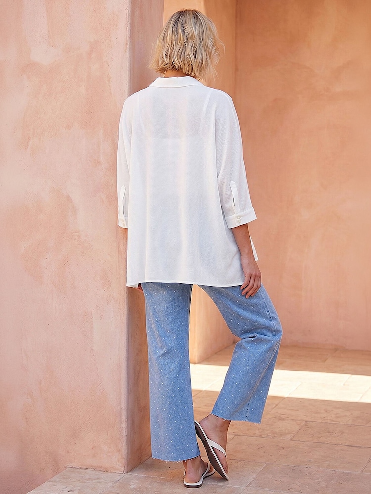 Roman White Relaxed Smart Stretch Shirt - Image 5 of 5 Roman White Relaxed Smart Stretch Shirt - Image 5 of 5