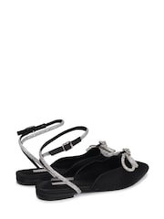 Linzi Black Mayla Pointed Toe Flat Mule With Double Bow Embellishment - Image 4 of 4