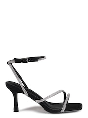 Linzi Black Mayfair Diamante Heeled Sandal With Wrap Around Ankle Strap - Image 2 of 4