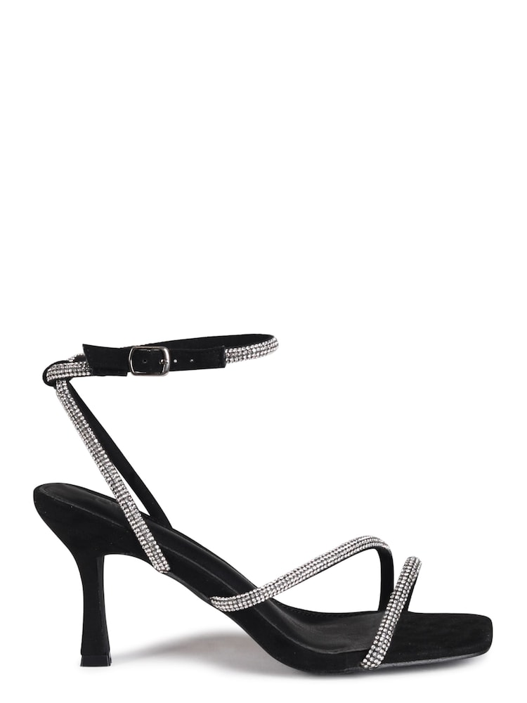 Linzi Black Mayfair Diamante Heeled Sandal With Wrap Around Ankle Strap - Image 2 of 4
