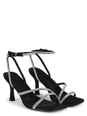 Linzi Black Mayfair Diamante Heeled Sandal With Wrap Around Ankle Strap - Image 3 of 4