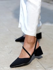 Linzi Black Mabel Wrap Around Sling Back Block Court Heel - Image 1 of 1