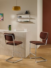 MADE.COM Chocolate Brown Velvet Parker Bar Stool - Image 1 of 3