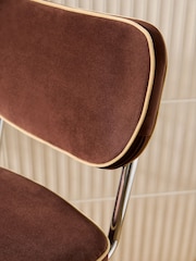 MADE.COM Chocolate Brown Velvet Parker Bar Stool - Image 2 of 3