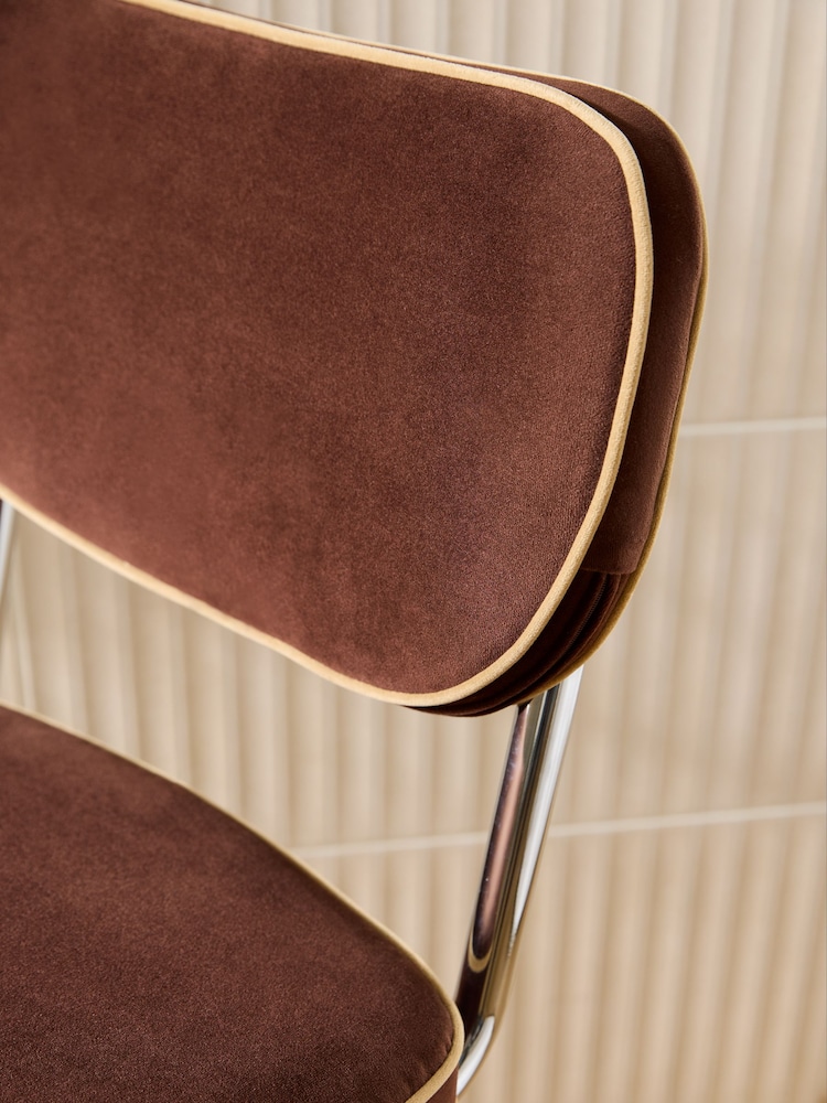 MADE.COM Chocolate Brown Velvet Parker Bar Stool - Image 2 of 3