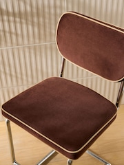 MADE.COM Chocolate Brown Velvet Parker Bar Stool - Image 3 of 3
