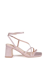 Linzi Gold Liliana Block Heeled Sandal With Cross Over Front Straps - Image 2 of 4