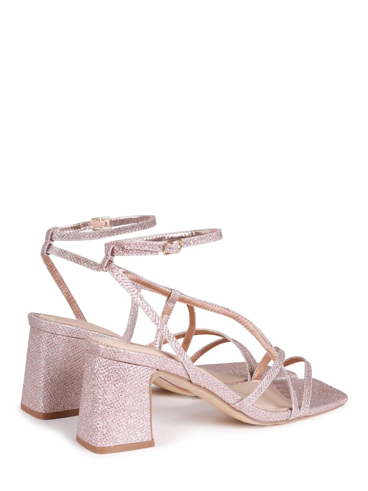 Linzi Gold Liliana Block Heeled Sandal With Cross Over Front Straps - Image 4 of 4