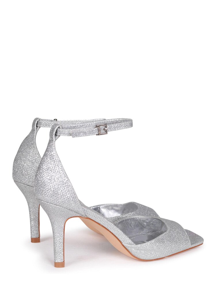 Linzi Silver Jolie Glitter Barely There Square Toe Heel Sandal - Image 4 of 4 Linzi Silver Jolie Glitter Barely There Square Toe Heel Sandal - Image 4 of 4