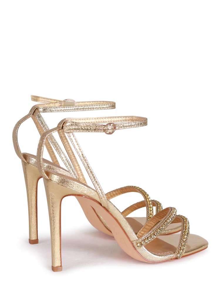 Gold - Linzi Sandalen mit Stilettoabsatz und strassbesetzen Riemen vorne - Bild 4 von 4 Gold - Linzi Sandalen mit Stilettoabsatz und strassbesetzen Riemen vorne - Bild 4 von 4