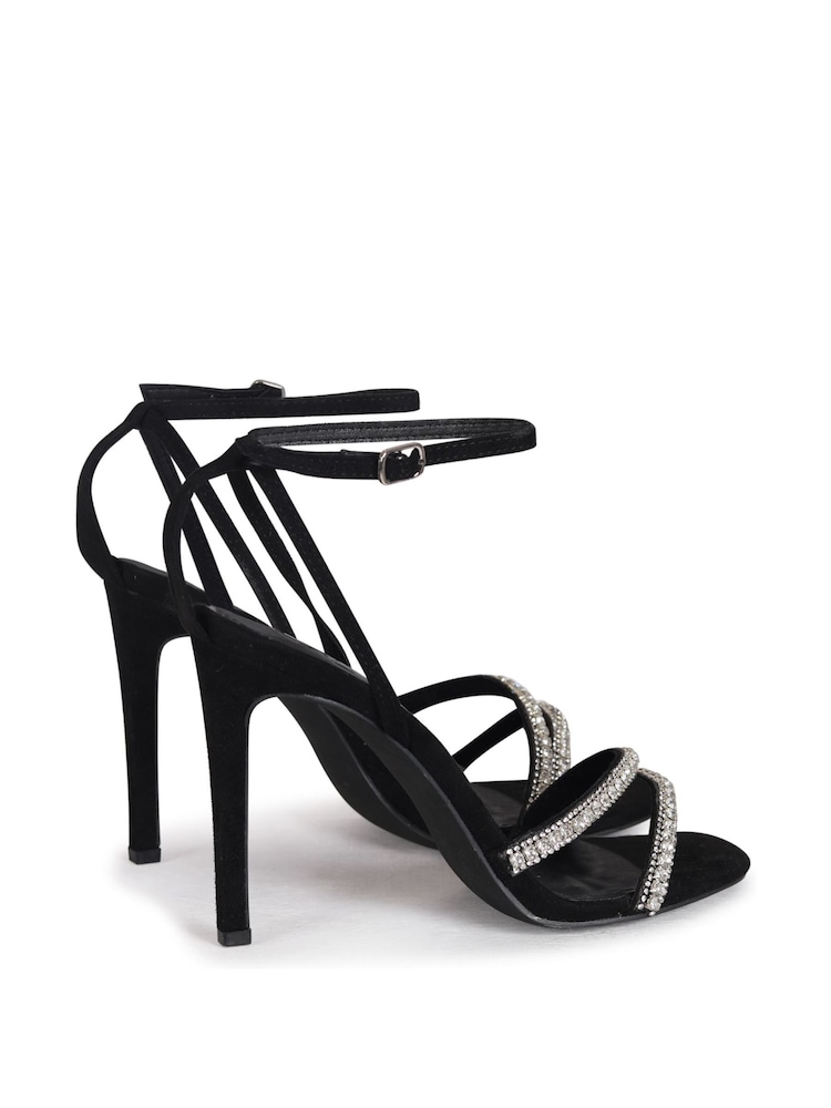 Linzi Black Stiletto Heeled Sandal With Diamante Front Straps - Image 4 of 4