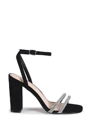 Linzi Black Imera Block Heeled Sandal With Diamante Front Strap - Image 2 of 4
