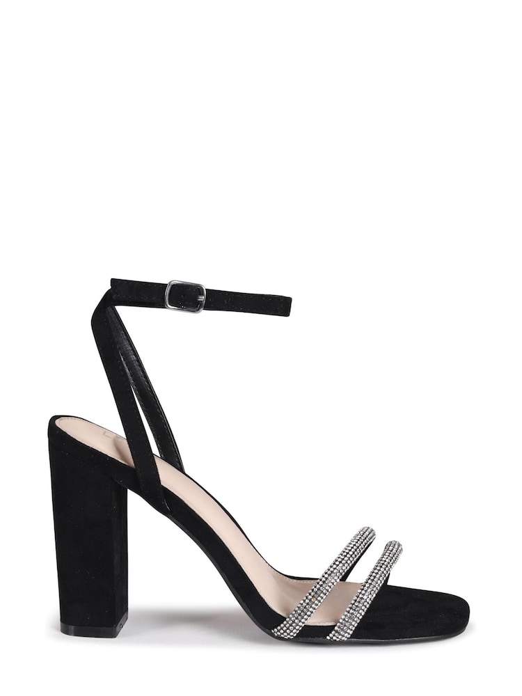 Linzi Black Imera Block Heeled Sandal With Diamante Front Strap - Image 2 of 4