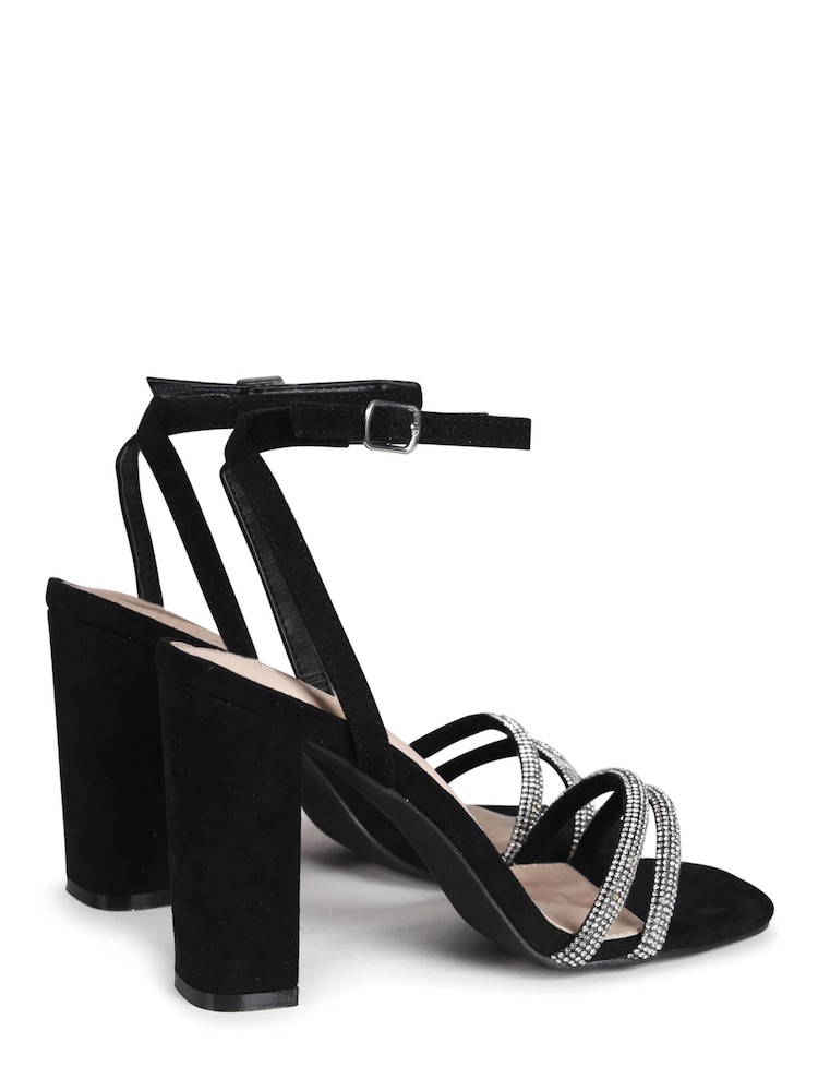 Linzi Black Imera Block Heeled Sandal With Diamante Front Strap - Image 4 of 4