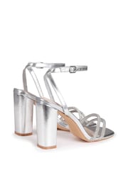 Linzi Silver Imera Block Heeled Sandal With Diamante Front Strap - Image 4 of 4